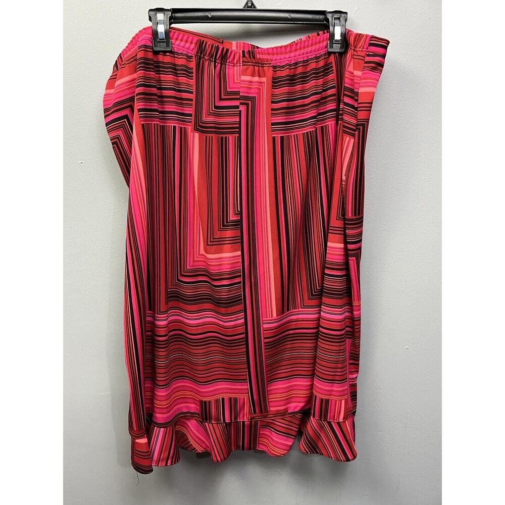 Notations Skirt Womens Plus Size‎ 2X Midi Stretch Y2K Pink/Black Geometric